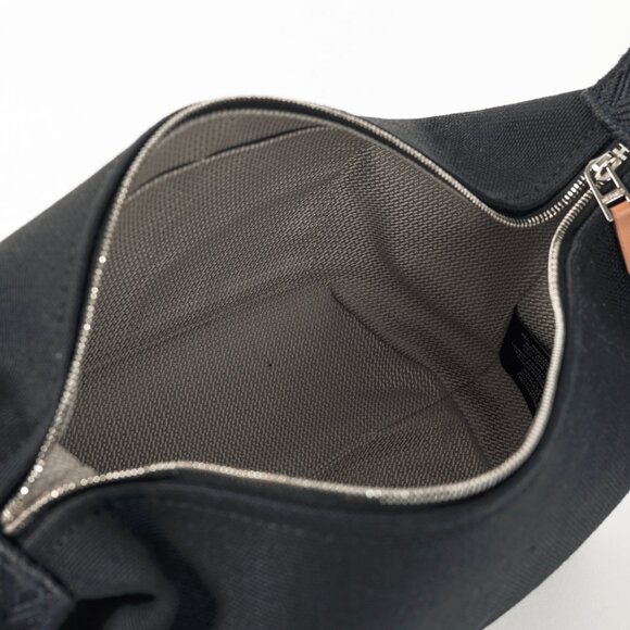 Hermes Bride-a-Brac Small Model Noir Canvas & Bleu Nuit Chevron Strap Case - Picture 12 of 14